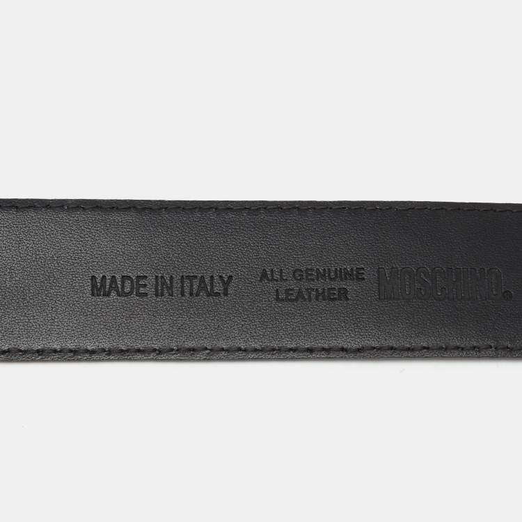 مملوكة مسبقًا Moschino Black Leather Classic Logo Belt 80 CM