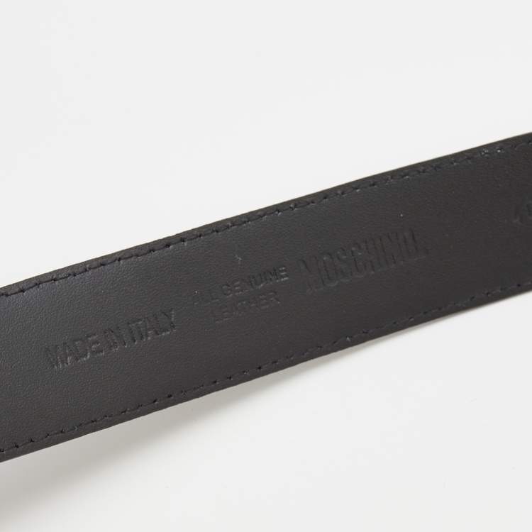 Pre Owned Moschino Brown Leather Classic Logo Belt 80CM