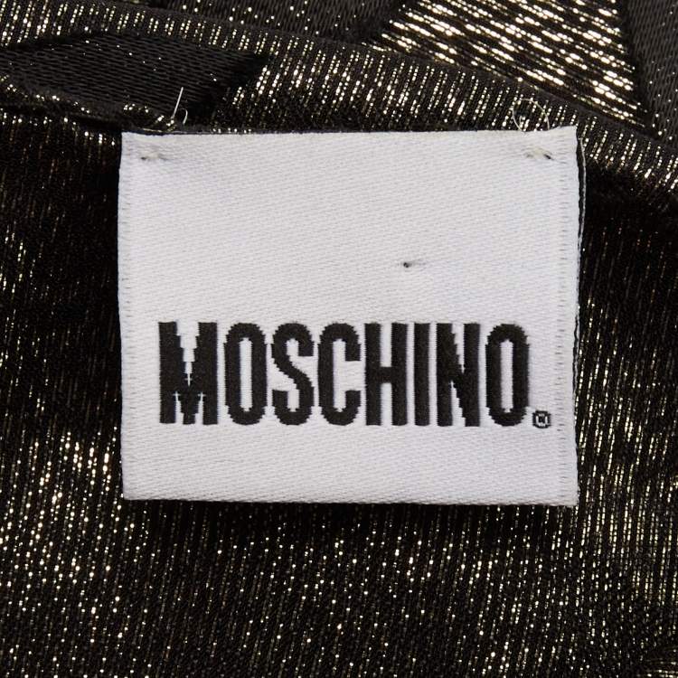 Pre Owned Moschino Black & Gold Lurex Devore Scarf