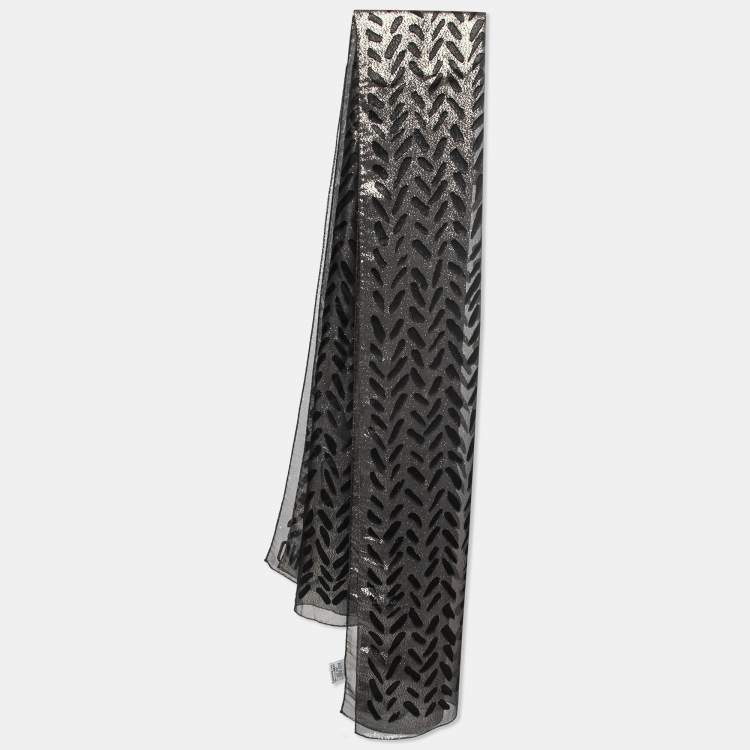 Pre Owned Moschino Black & Gold Lurex Devore Scarf
