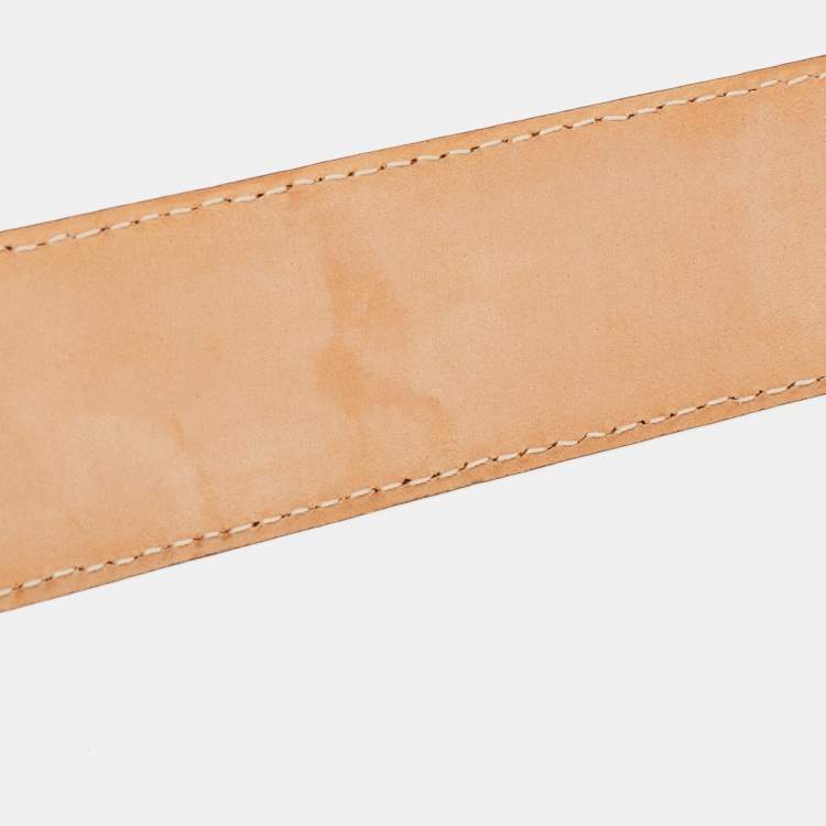 Pre Owned Moschino Yellow Leather Logo Belt 90CM