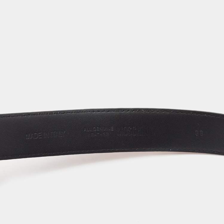 Pre Owned Moschino Orange Nubuck Leather Classic Logo Waist Belt
