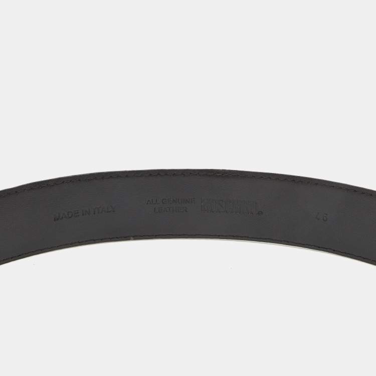 Pre Owned Moschino Black Leather Classic Logo Belt 