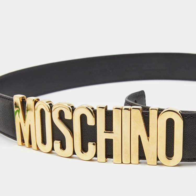 Pre Owned Moschino Black Classic Logo Waist Belt