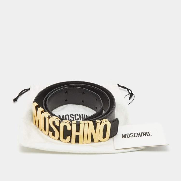 Pre Owned Moschino Black Classic Logo Waist Belt