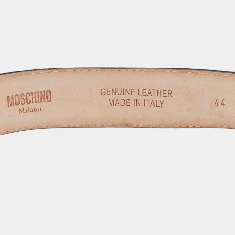 Pre Owned Moschino White Leather Classic Logo Waist Belt 
