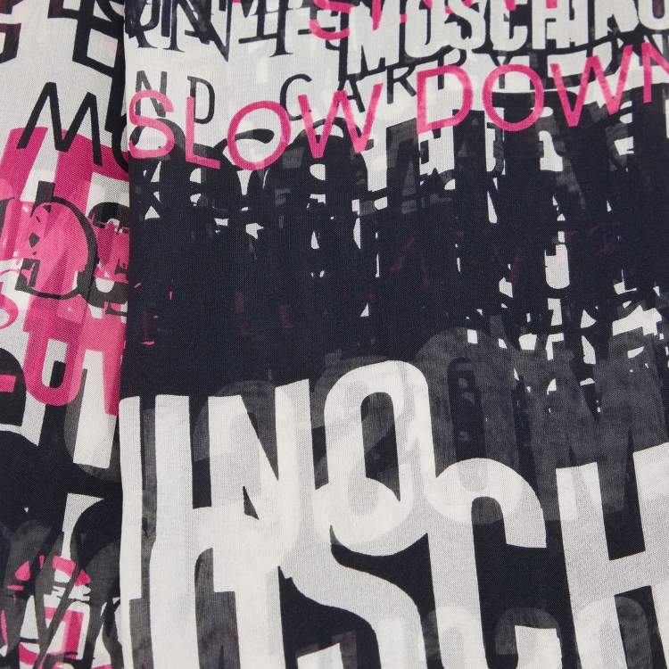 Pre Owned Moschino Multicolor Printed Silk Scarf