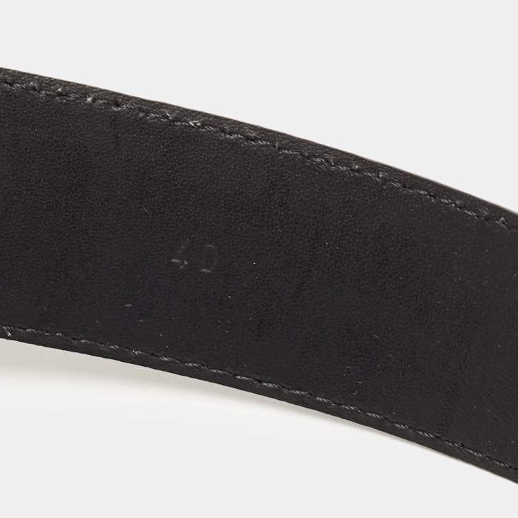 Pre Owned Moschino Black Leather Classic Logo Belt 90CM