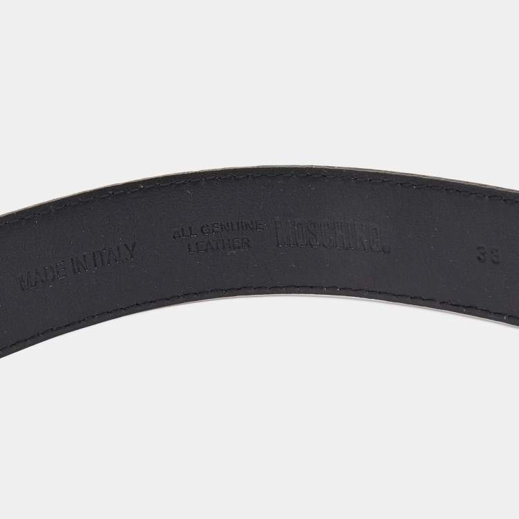 Pre Owned Moschino Black Leather Classic Logo Waist Belt 