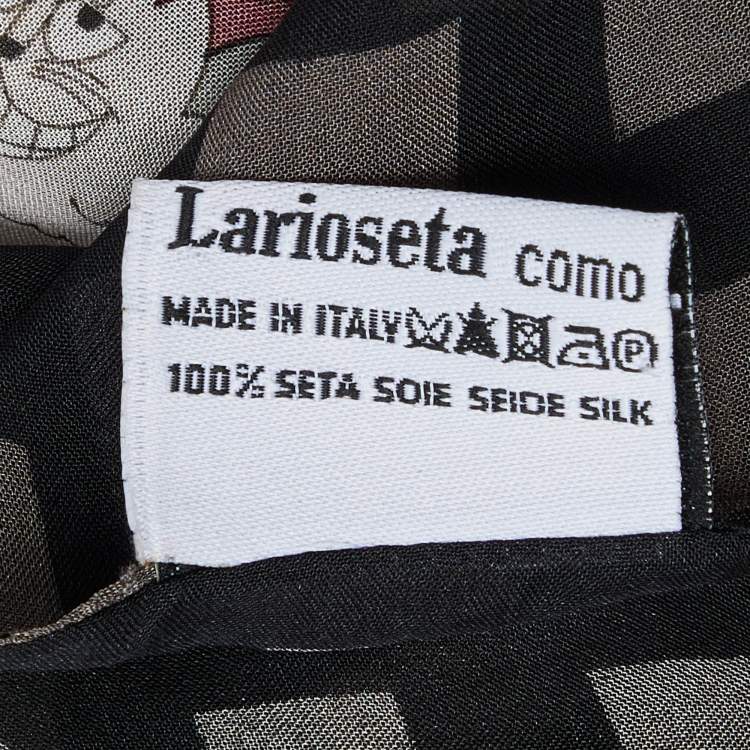 Pre Owned Moschino Black Moschinomiao Printed Silk Scarf