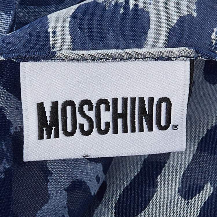 Pre Owned Moschino Navy Blue Animal Printed Silk Scarf