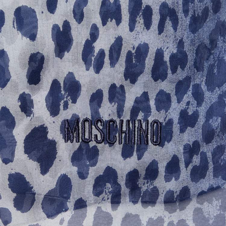 Pre Owned Moschino Navy Blue Animal Printed Silk Scarf