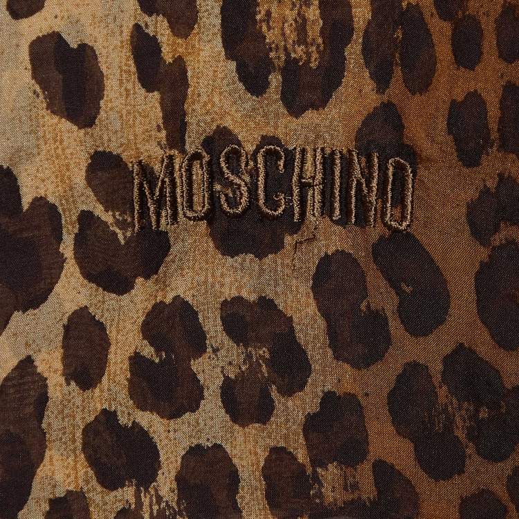 Pre Owned Moschino Brown Animal Printed Silk Scarf