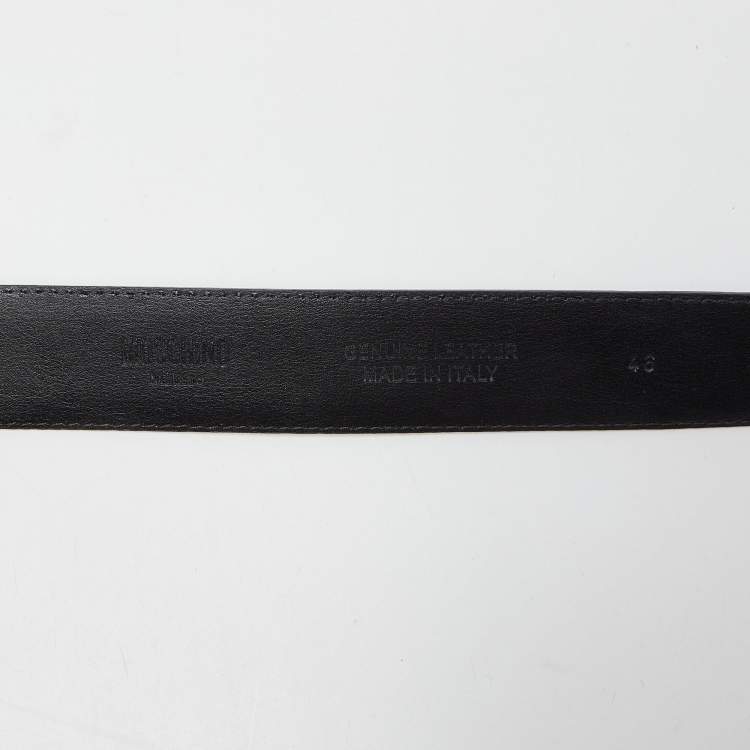 Pre Owned Moschino Black Leather Classic Logo Belt 90CM