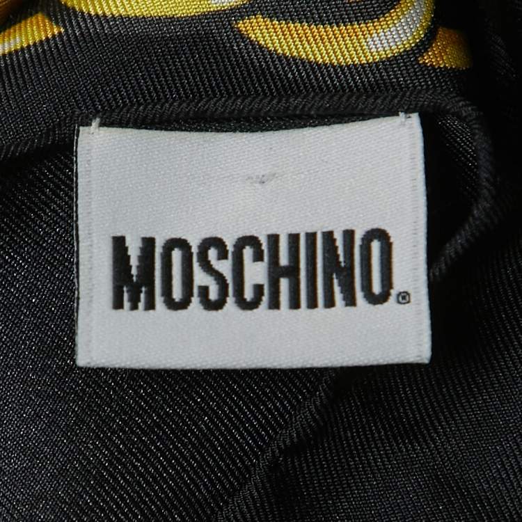Pre Owned Moschino Black Chain Printed Silk Square Scarf