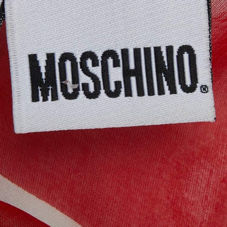 Pre Owned Moschino Black/Red Olive Oyl Print Silk Stole