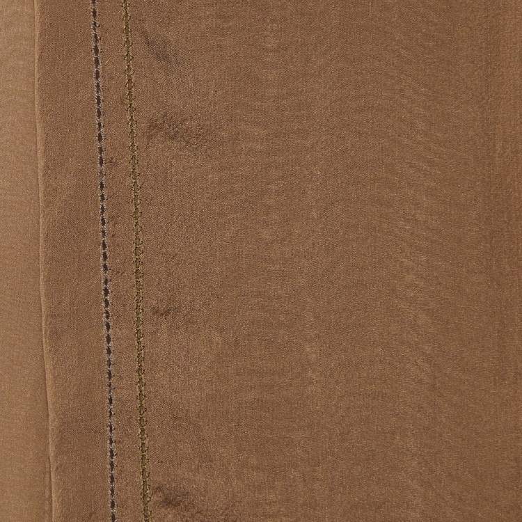Pre Owned Moschino Khaki Embroidered Detail Silk Stole 