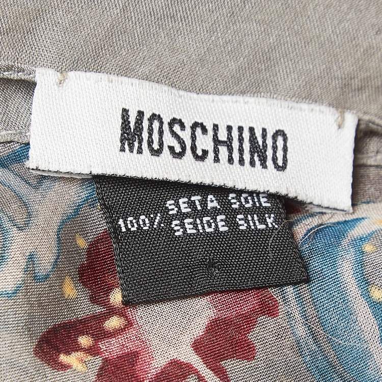 Pre Owned Moschino Larioseta Floral Print Silk Scarf
