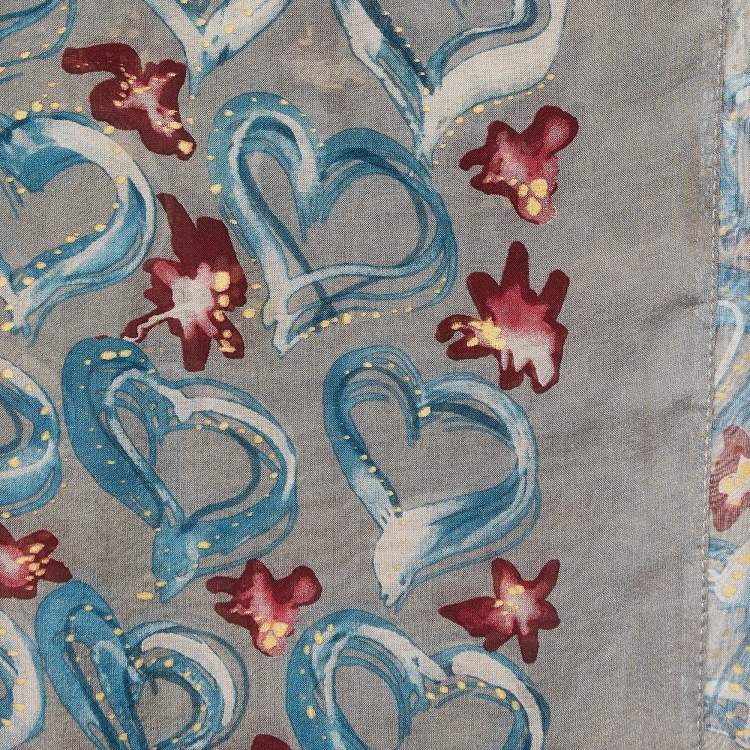 Pre Owned Moschino Larioseta Floral Print Silk Scarf