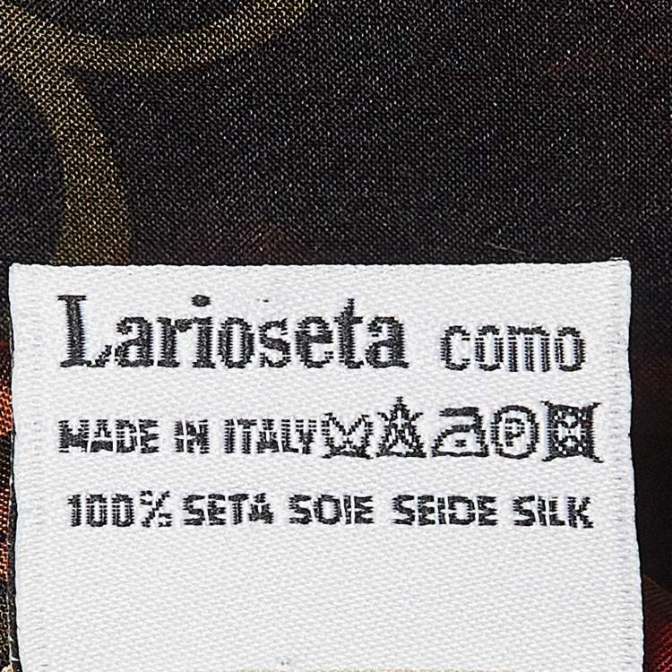 Pre Owned Moschino Larioseta Black Floral Print Silk Scarf 
