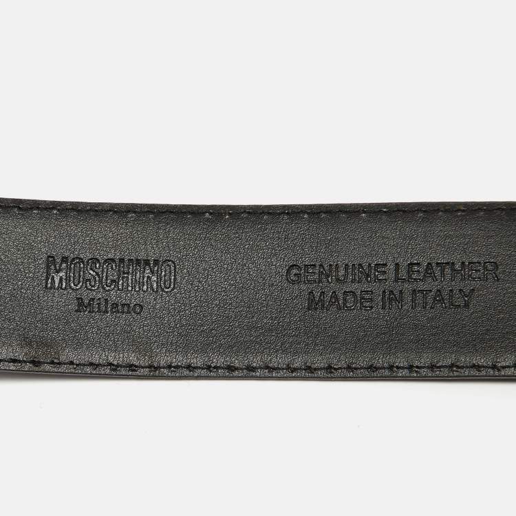 Pre Owned Moschino Black Leather Classic Logo Buckle Belt