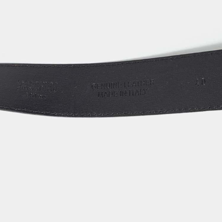 Pre Owned Moschino Black Leather Classic Logo Wait Belt