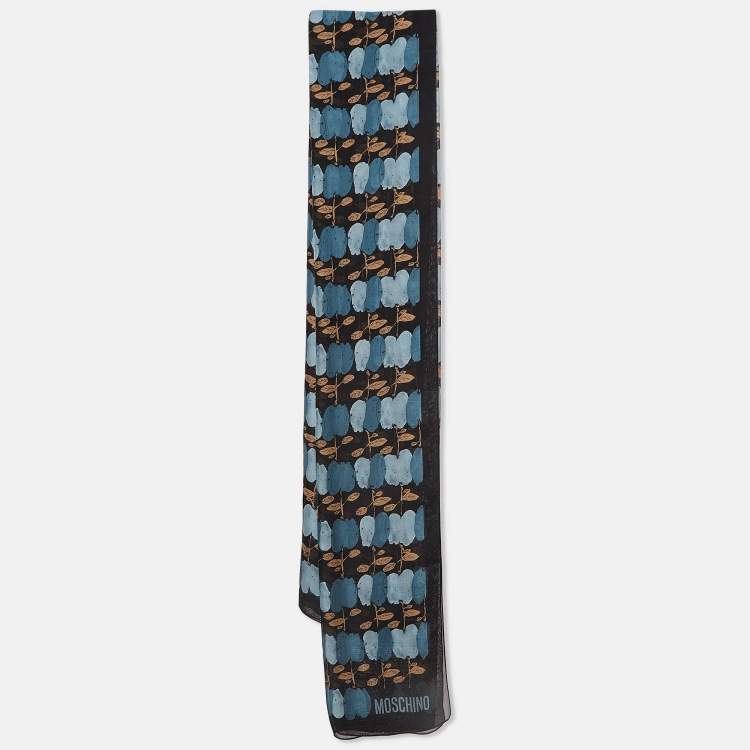 Pre Owned Moschino Multicolor Floral Print Silk Scarf