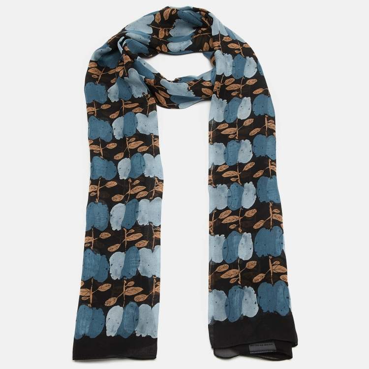 Pre Owned Moschino Multicolor Floral Print Silk Scarf