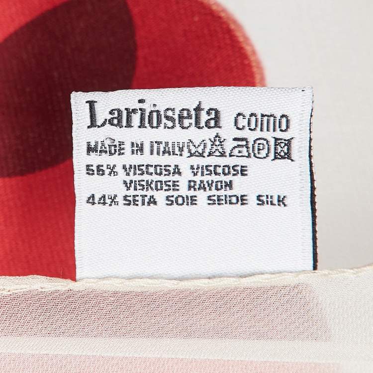Pre Owned Moschino Larioseta Red Hearts Satin Trim Silk Scarf