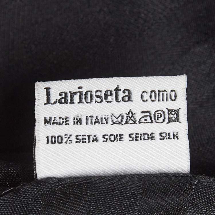 Pre Owned Moschino Larioseta Black Logo Pattern Silk Scarf