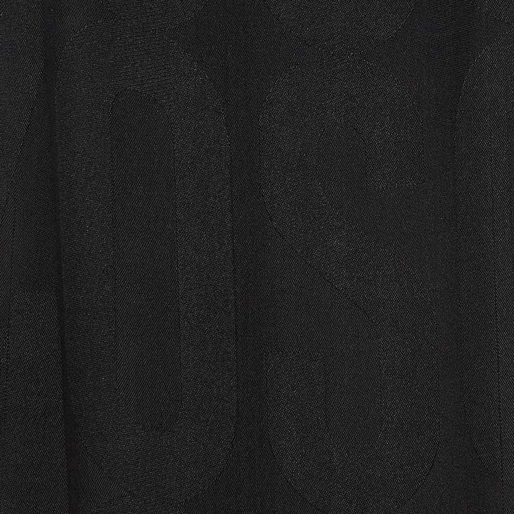Pre Owned Moschino Larioseta Black Logo Pattern Silk Scarf