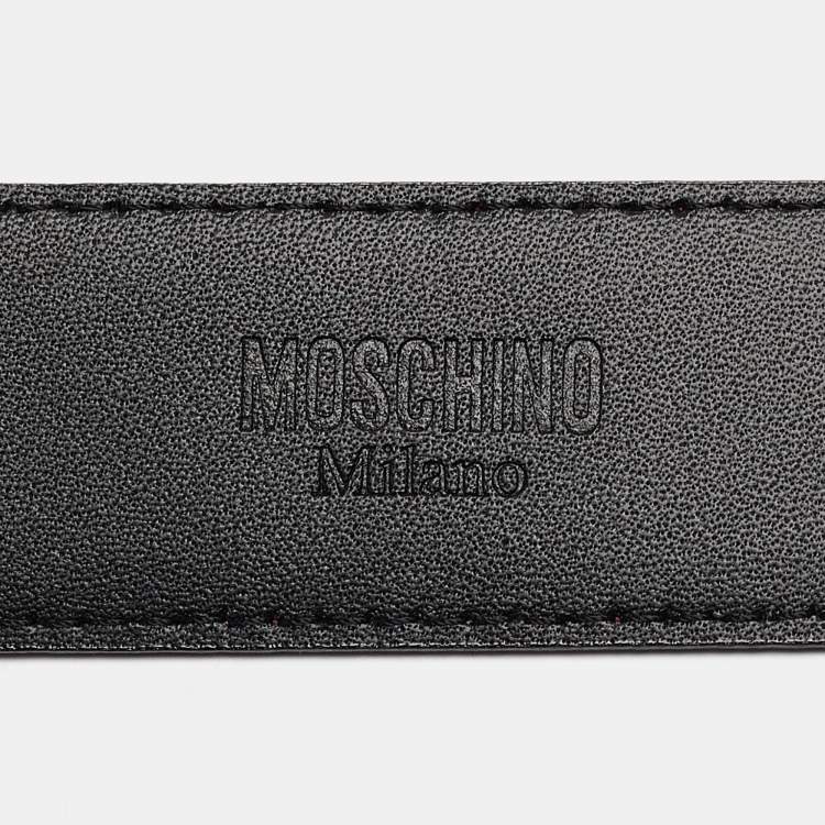Pre Owned Moschino Red Leather Classic Logo Waist Belt