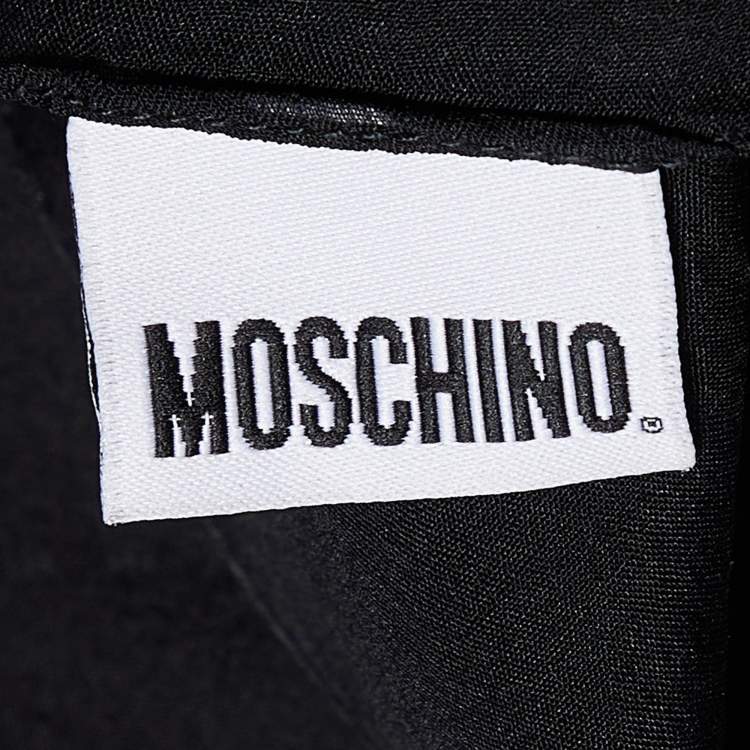 Pre Owned Moschino Black Logo Detail Silk Chiffon Stole