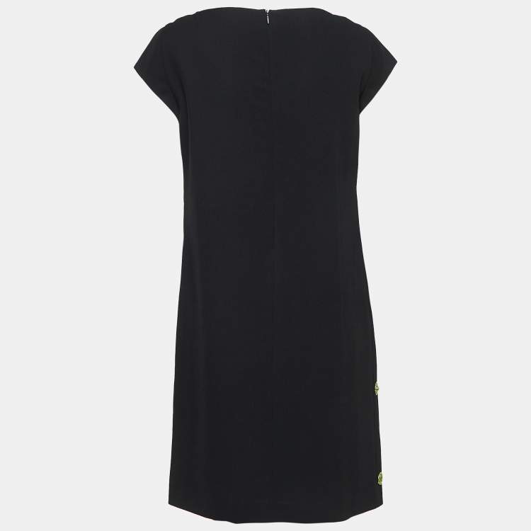Pre Owned Moschino Black Embellished Crepe Shift Dress M