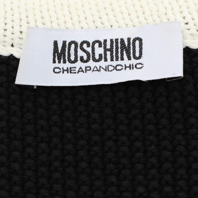 Pre Owned Moschino Black/White Fabric Mini Dress M