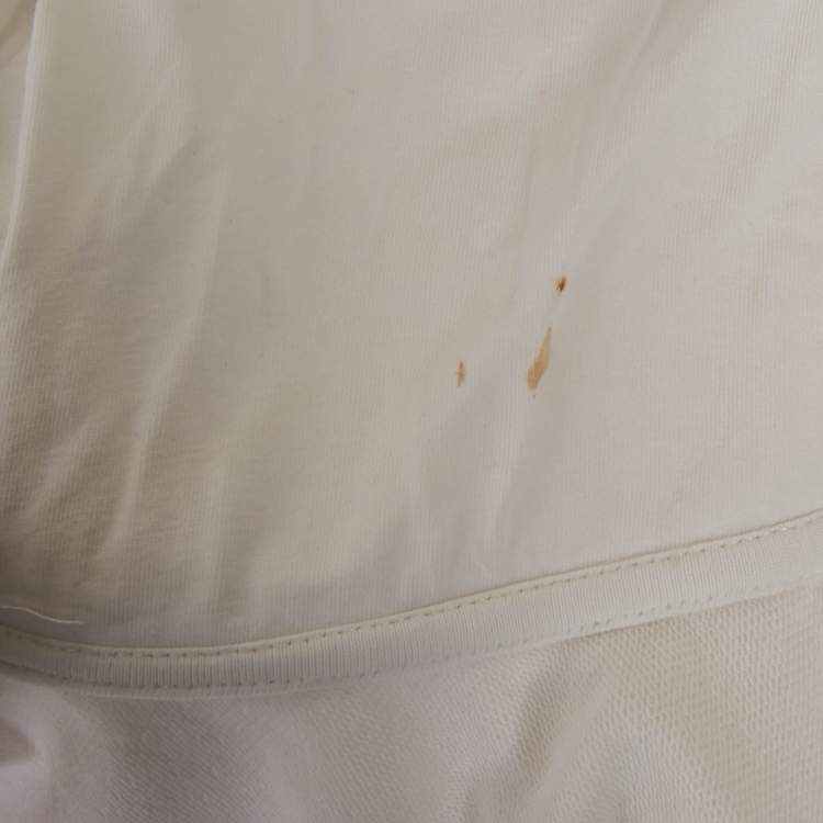 Pre Owned Moschino White Logo Print Cotton Knit Zip-Up Hoodie Jacket XL