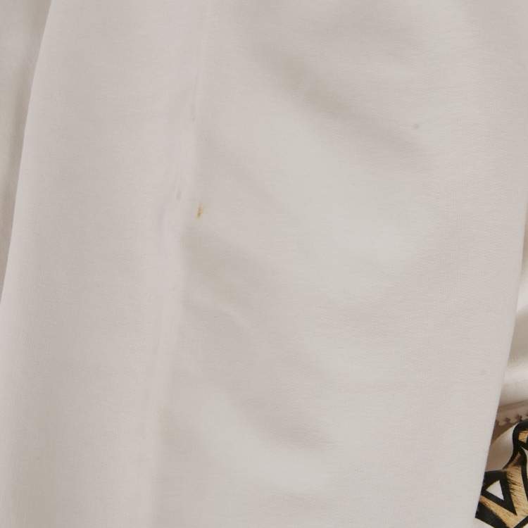 Pre Owned Moschino White Logo Print Cotton Knit Zip-Up Hoodie Jacket XL