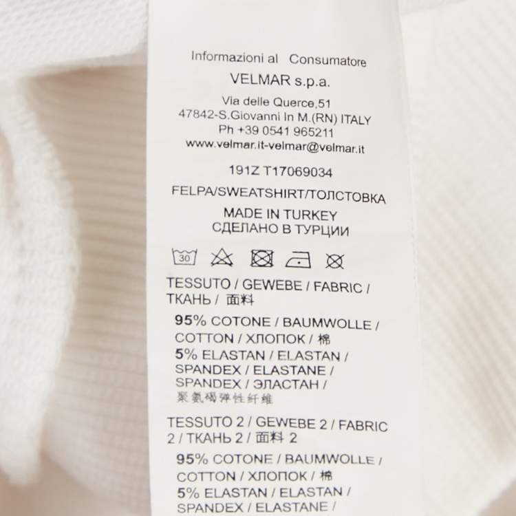 Pre Owned Moschino White Logo Print Cotton Knit Zip-Up Hoodie Jacket XL