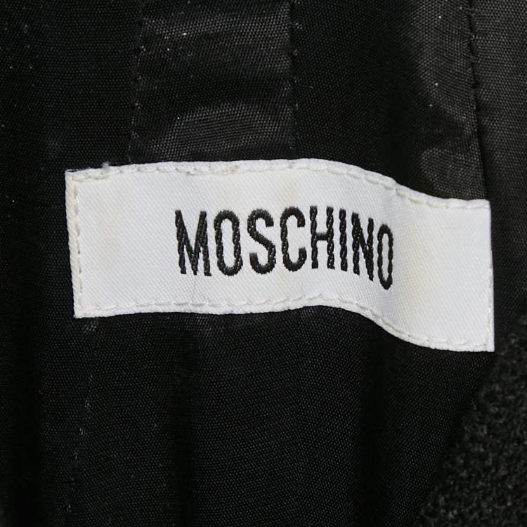 Pre Owned Moschino Black Wool Bow Detail Midi Sheath Dress M