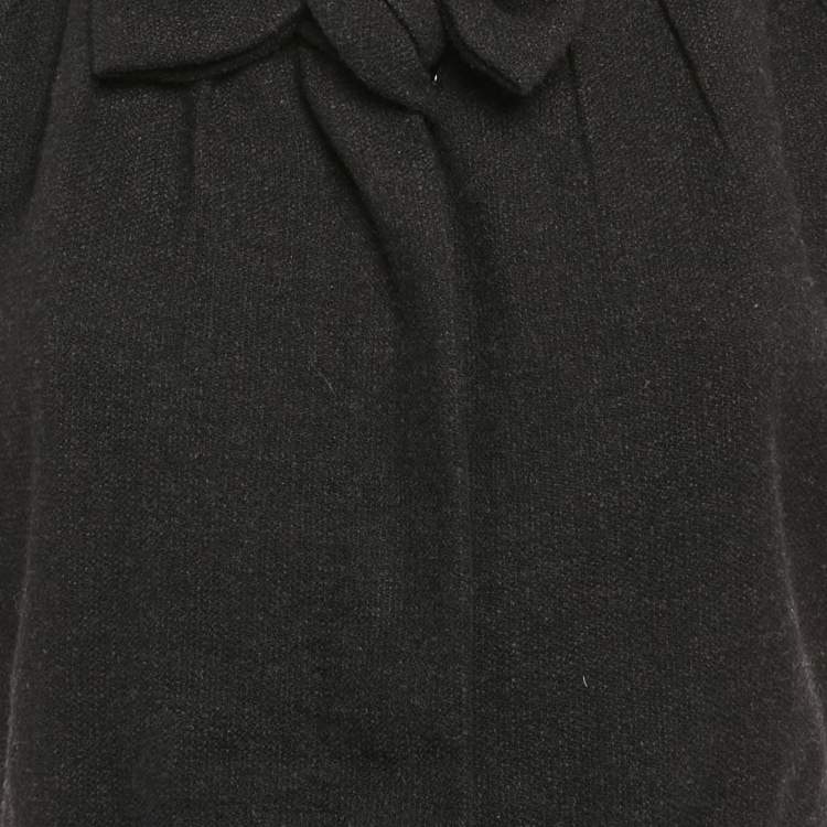 Pre Owned Moschino Black Wool Bow Detail Midi Sheath Dress M