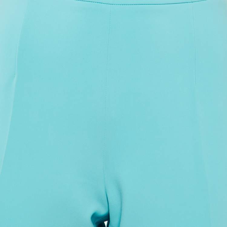 Pre Owned Moschino Couture Blue Crepe Straight Leg Trousers M