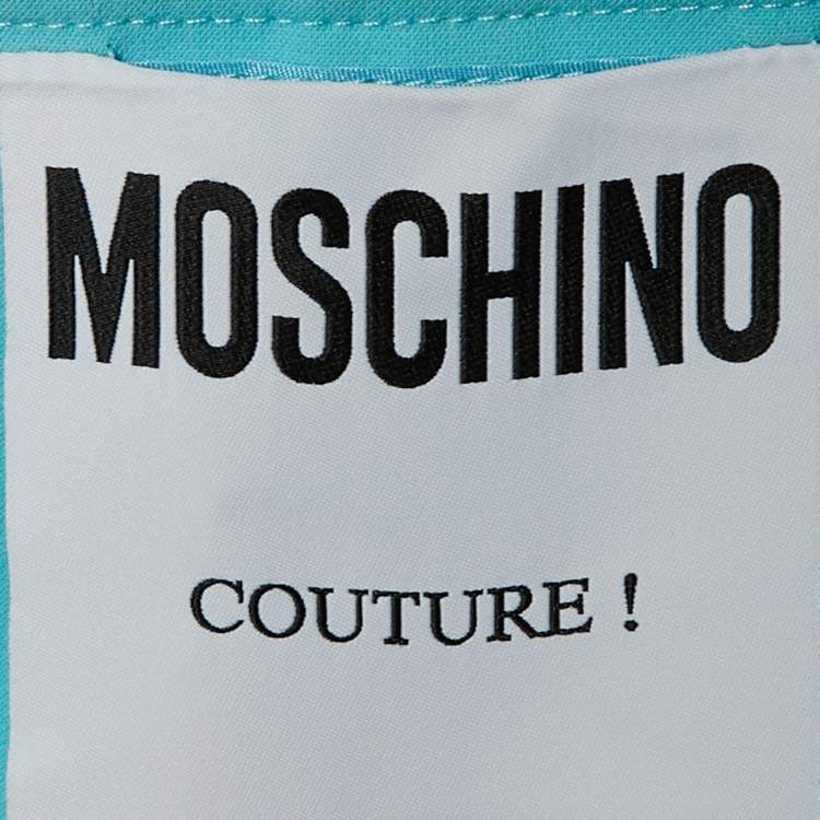 Pre Owned Moschino Couture Blue Crepe Straight Leg Trousers M
