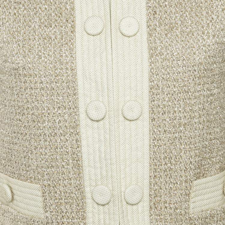 Pre Owned Moschino Beige Metallic Tweed Jacket M