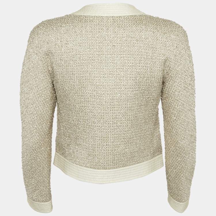 Pre Owned Moschino Beige Metallic Tweed Jacket M