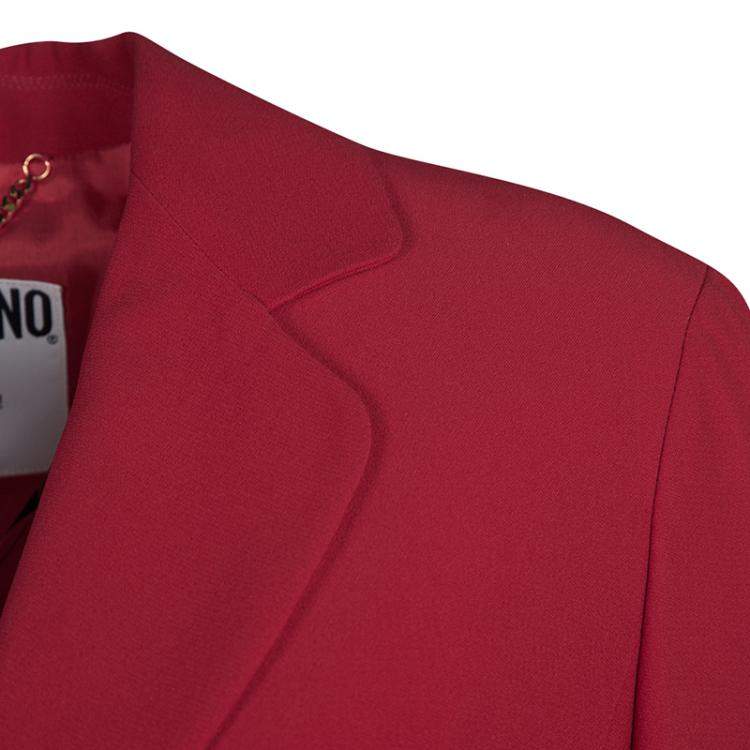 Pre Owned  Moschino Couture Multicolor Cherry Print Bottom Ruffle Detail Dress and Blazer Set M