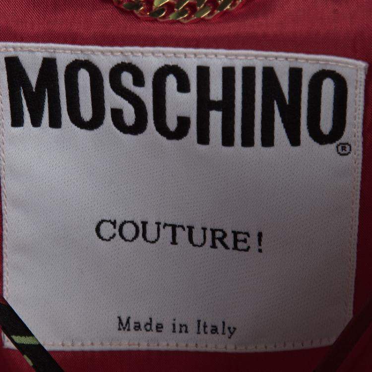 Pre Owned  Moschino Couture Multicolor Cherry Print Bottom Ruffle Detail Dress and Blazer Set M