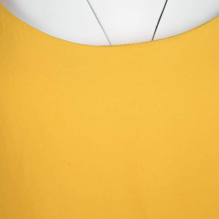 Pre Owned Moschino Couture Yellow Fitted Sleeveless Crop Top L