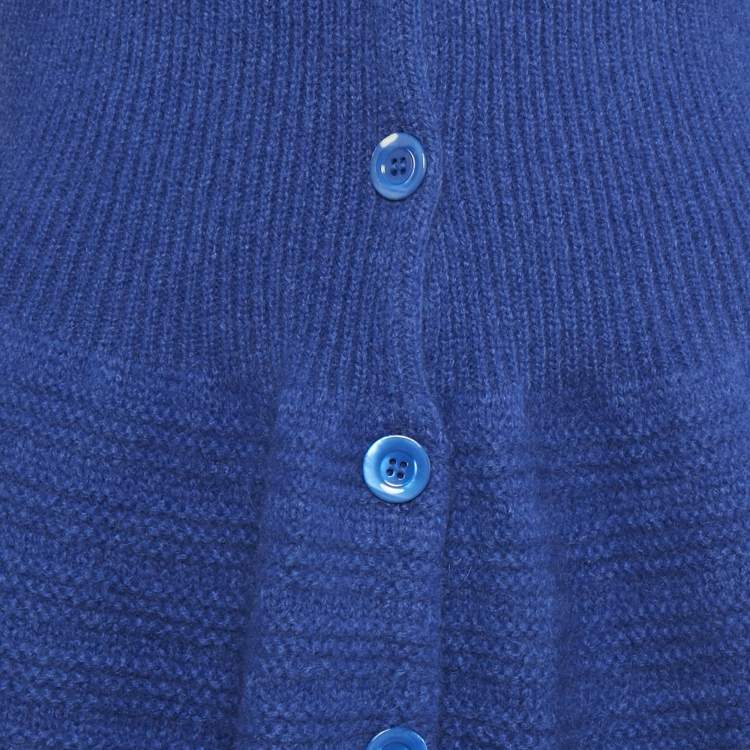 Pre Owned Moschino Blue Wool Knit Button Front Cardigan Dress M