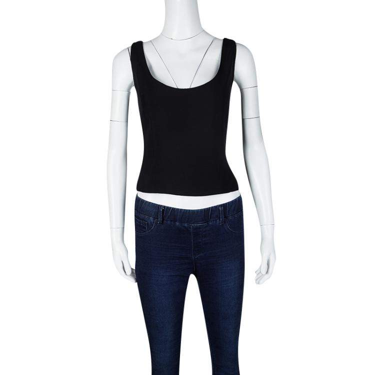 Pre Owned Moschino Couture Black Sleeveless Crop Top M