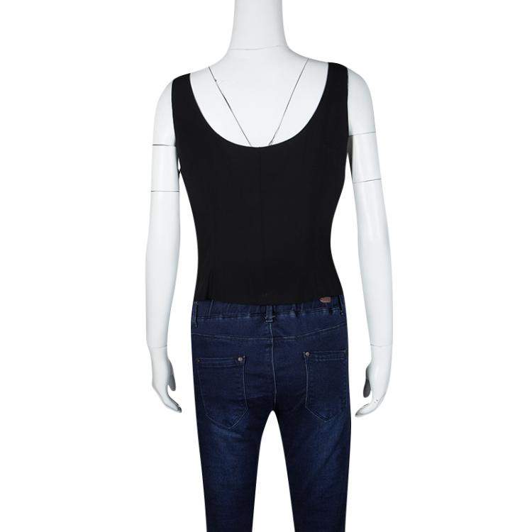 Pre Owned Moschino Couture Black Sleeveless Crop Top M